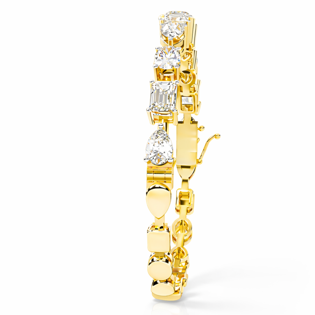 13.84Ct Multi Shape Diamond Minimalist  Antique Vintage Inspired Handcrafted Stunning Tennis Bracelet For Her - HIGHCARAT DIAMONDS