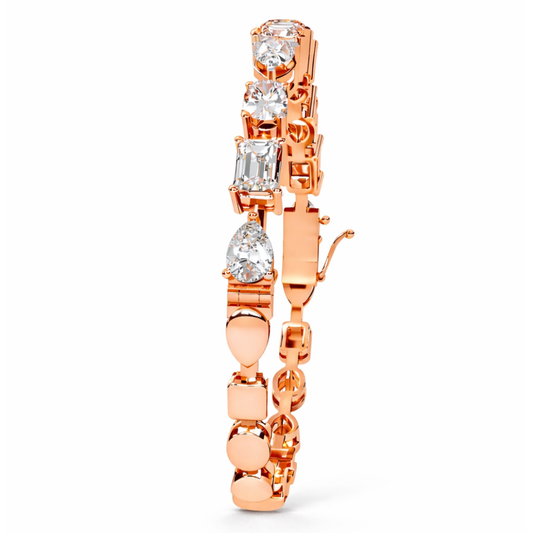 13.84Ct Multi Shape Diamond Minimalist  Antique Vintage Inspired Handcrafted Stunning Tennis Bracelet For Her - HIGHCARAT DIAMONDS