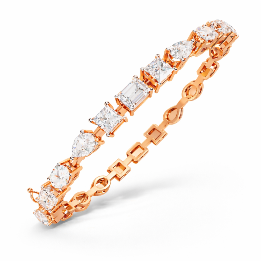 13.84Ct Multi Shape Diamond Minimalist  Antique Vintage Inspired Handcrafted Stunning Tennis Bracelet For Her - HIGHCARAT DIAMONDS