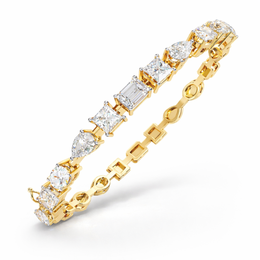 13.84Ct Multi Shape Diamond Minimalist  Antique Vintage Inspired Handcrafted Stunning Tennis Bracelet For Her - HIGHCARAT DIAMONDS