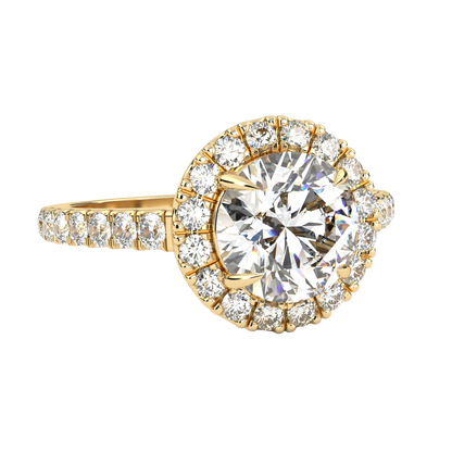 13.89 Ct  Round Cut Lab Grown Diamond Delicate Halo Art Deco Party Wear Ring For Her - HIGHCARAT DIAMONDS