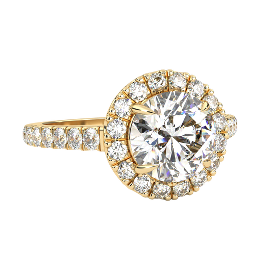 13.89 Ct  Round Cut Lab Grown Diamond Delicate Halo Art Deco Party Wear Ring For Her - HIGHCARAT DIAMONDS