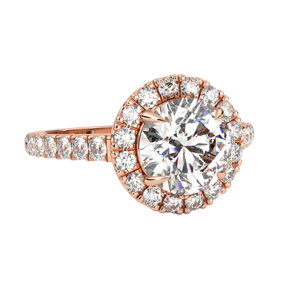 13.89 Ct  Round Cut Lab Grown Diamond Delicate Halo Art Deco Party Wear Ring For Her - HIGHCARAT DIAMONDS