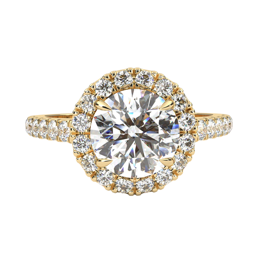 13.89 Ct  Round Cut Lab Grown Diamond Delicate Halo Art Deco Party Wear Ring For Her - HIGHCARAT DIAMONDS