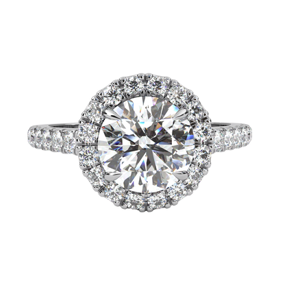 13.89 Ct  Round Cut Lab Grown Diamond Delicate Halo Art Deco Party Wear Ring For Her - HIGHCARAT DIAMONDS