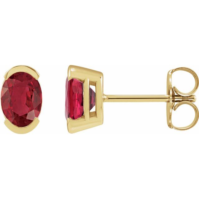 14K White  Lab-Grown Ruby Stud Earrings