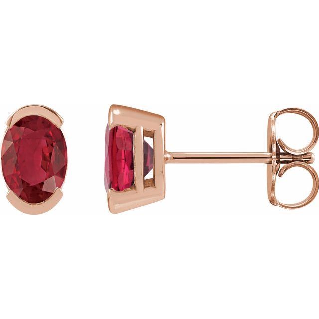 14K White  Lab-Grown Ruby Stud Earrings