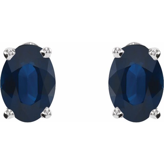 14K White Lab-Grown Blue Sapphire Earrings
