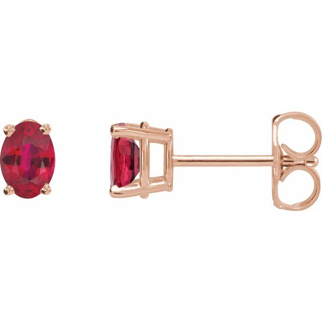 14K White Lab-Grown Ruby Earrings