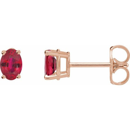 14K White Lab-Grown Ruby Earrings