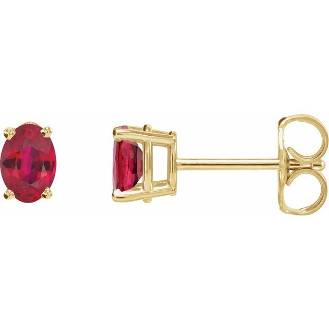14K White Lab-Grown Ruby Earrings