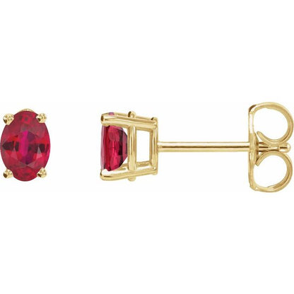 14K White Lab-Grown Ruby Earrings