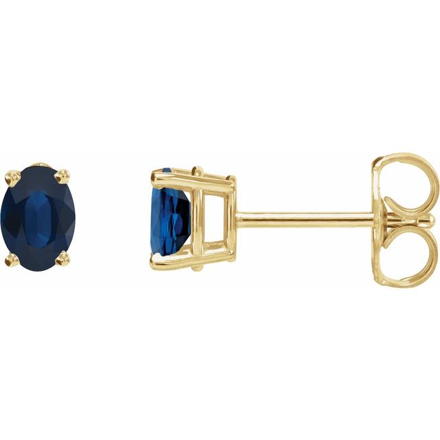 14K White Lab-Grown Blue Sapphire Earrings