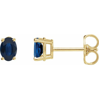 14K White Lab-Grown Blue Sapphire Earrings