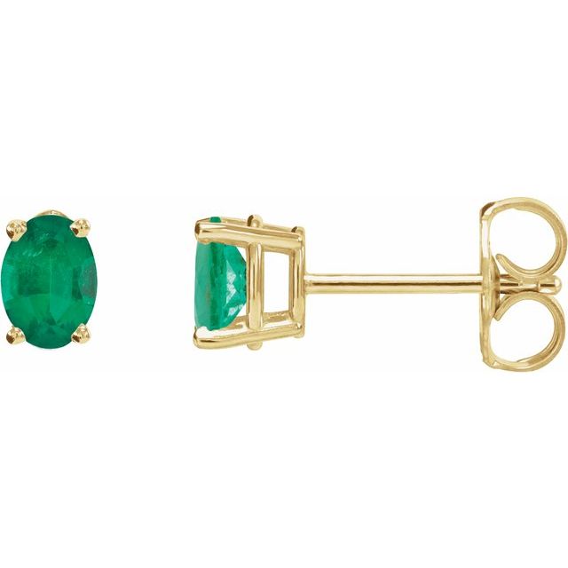 14K White Lab-Grown Emerald Earrings
