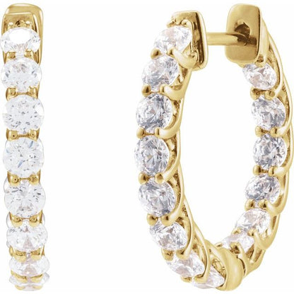 14K Yellow 2 1/5 CTW Lab-Grown Diamond Inside-Outside  Hoop Earrings