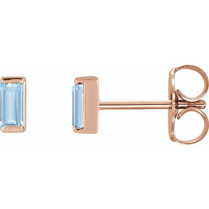 14K White Lab-Grown Aqua Sapphire Earrings