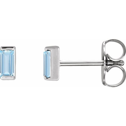 14K White Lab-Grown Aqua Sapphire Earrings