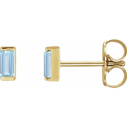 14K White Lab-Grown Aqua Sapphire Earrings