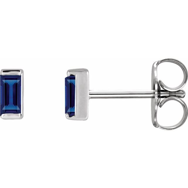 14K Yellow Lab-Grown Blue Sapphire Earrings
