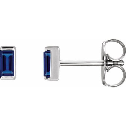 14K Yellow Lab-Grown Blue Sapphire Earrings