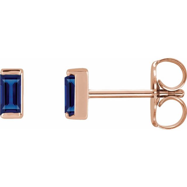 14K Yellow Lab-Grown Blue Sapphire Earrings