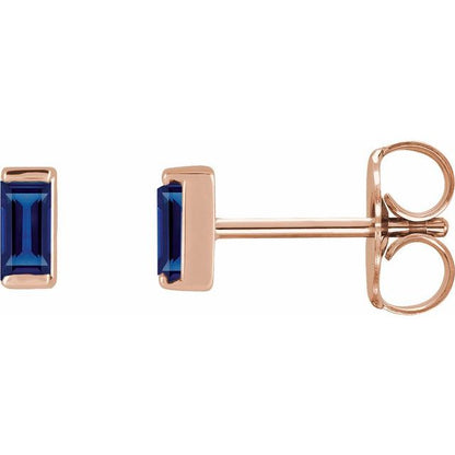 14K Yellow Lab-Grown Blue Sapphire Earrings