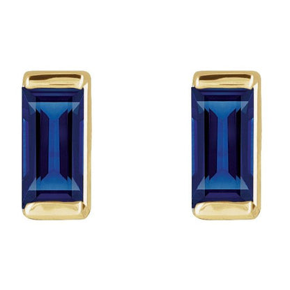 14K Yellow Lab-Grown Blue Sapphire Earrings