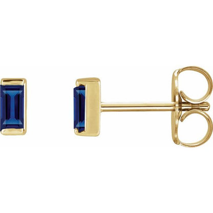 14K Yellow Lab-Grown Blue Sapphire Earrings