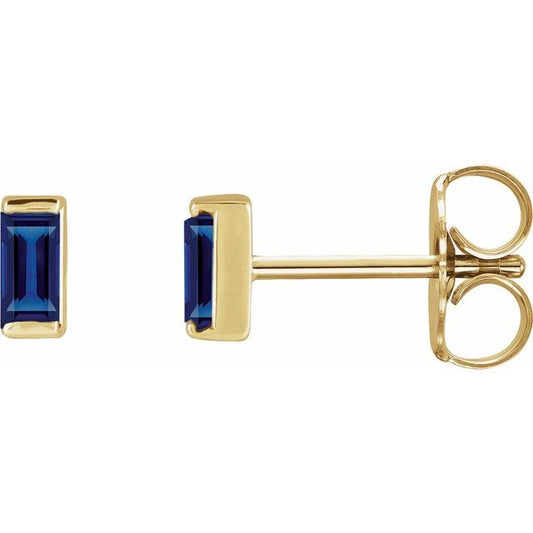 14K Yellow Lab-Grown Blue Sapphire Earrings