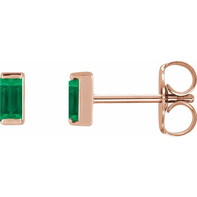 14K Yellow Lab-Grown Emerald Channel-Set Earrings