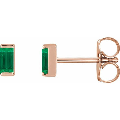 14K Yellow Lab-Grown Emerald Channel-Set Earrings