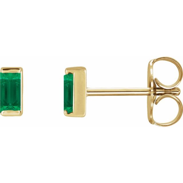 14K Yellow Lab-Grown Emerald Channel-Set Earrings