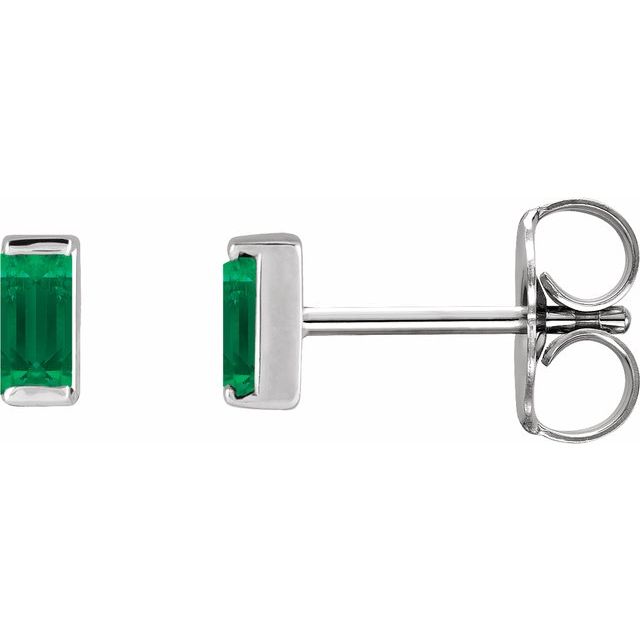 14K Yellow Lab-Grown Emerald Channel-Set Earrings