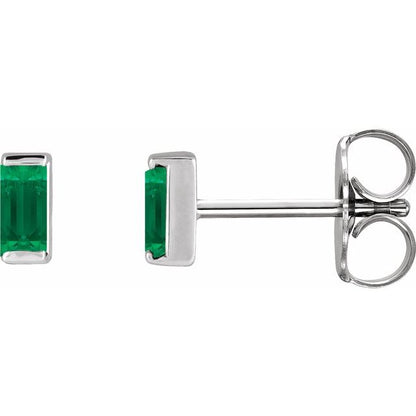 14K Yellow Lab-Grown Emerald Channel-Set Earrings
