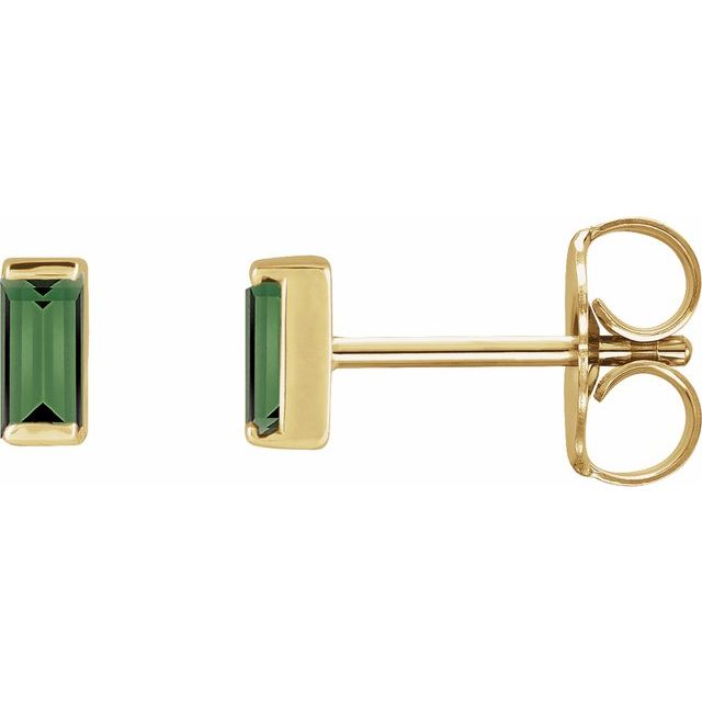 14K Yellow Lab-Grown Emerald Channel-Set Earrings
