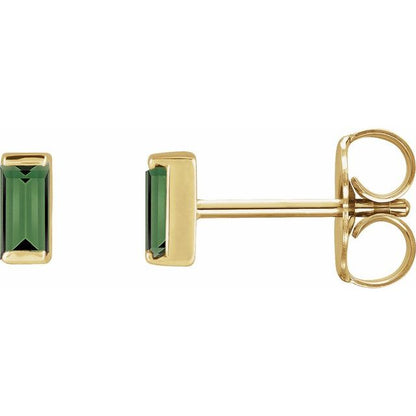 14K Yellow Lab-Grown Emerald Channel-Set Earrings