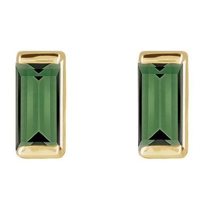 14K Yellow Lab-Grown Emerald Channel-Set Earrings