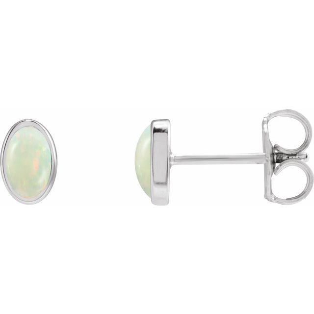 14K White Lab-Grown White Opal Earrings