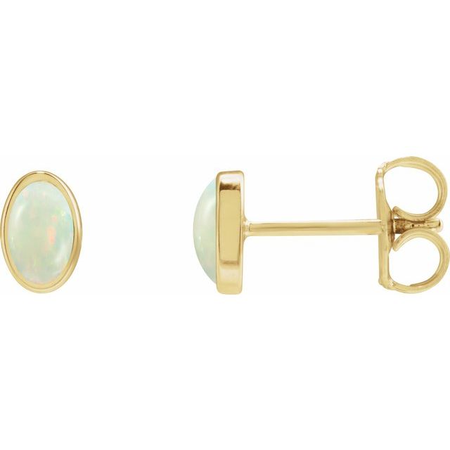 14K White Lab-Grown White Opal Earrings
