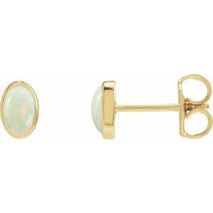 14K White Lab-Grown White Opal Earrings