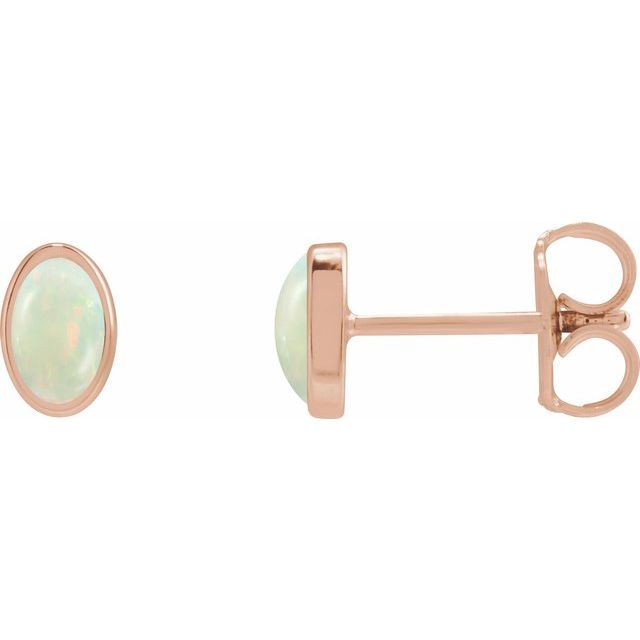 14K White Lab-Grown White Opal Earrings