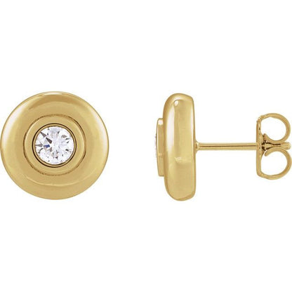 14K Yellow 1/5 CTW Lab-Grown Diamond Puffed Stud Earrings