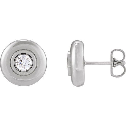 14K Yellow 1/5 CTW Lab-Grown Diamond Puffed Stud Earrings