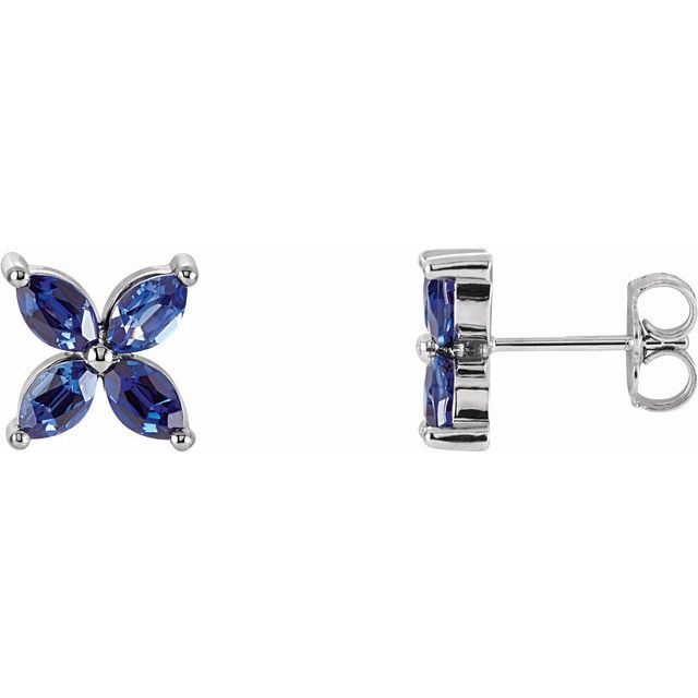 14K Yellow Lab-Grown Blue Sapphire Earrings