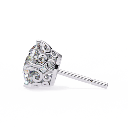 2.57Ct Round Cut Top Grade Diamond Double Prong Set Cluster Delicate Stacking Dainty Stud Earring