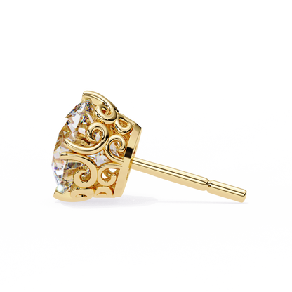 2.57Ct Round Cut Top Grade Diamond Double Prong Set Cluster Delicate Stacking Dainty Stud Earring