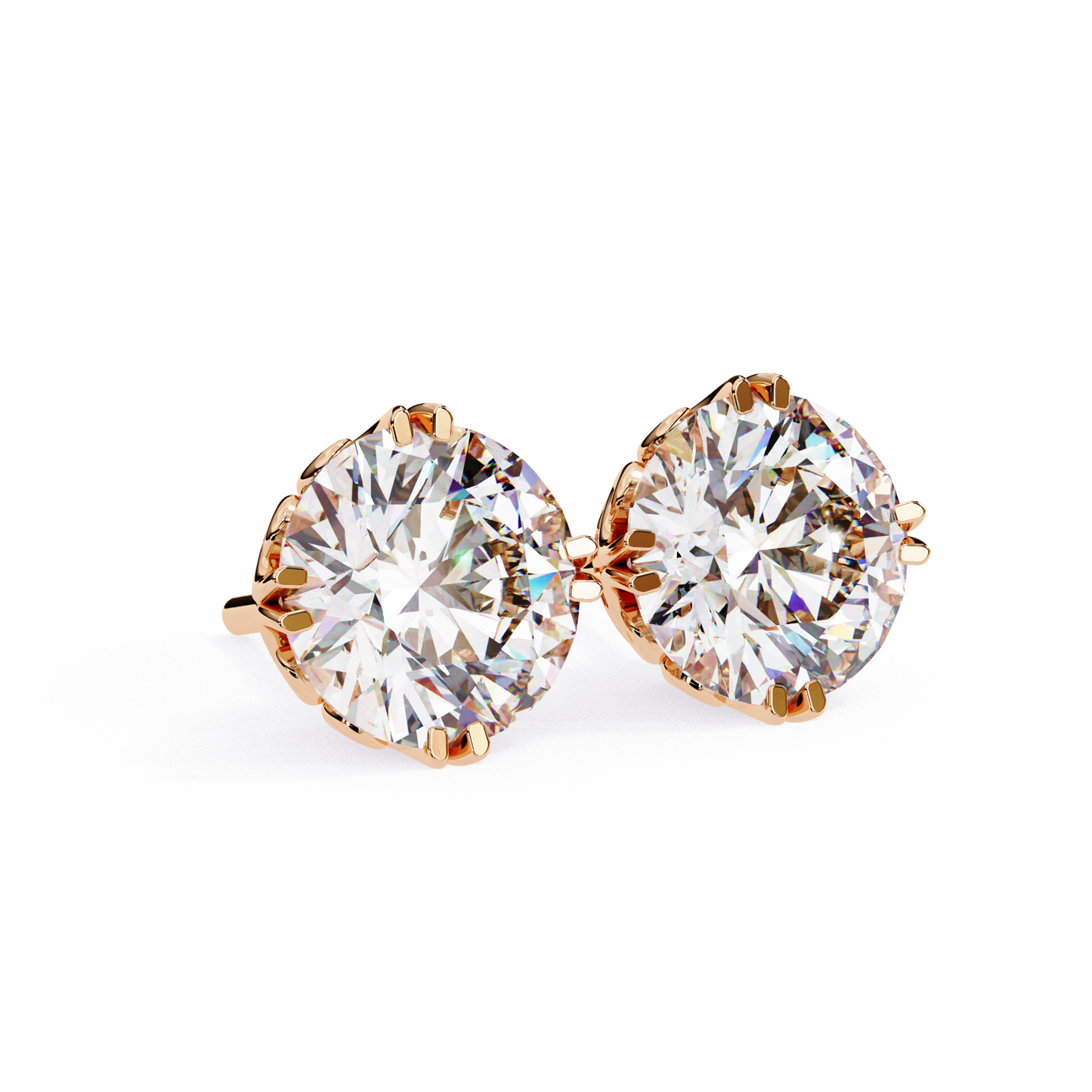 2.57Ct Round Cut Top Grade Diamond Double Prong Set Cluster Delicate Stacking Dainty Stud Earring