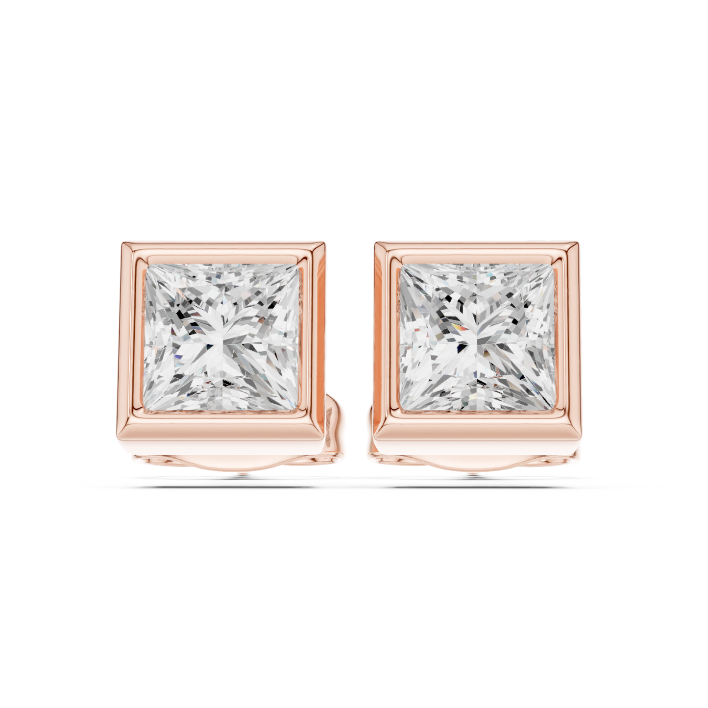 Princess Cut Lab Grown Diamond Vintage Stud Earrings