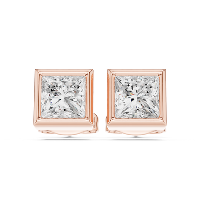 Princess Cut Lab Grown Diamond Vintage Stud Earrings